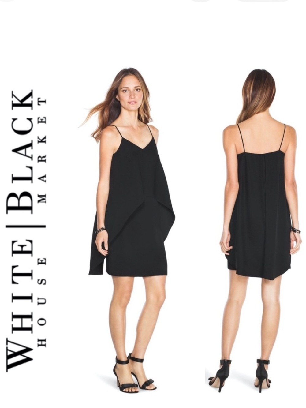 NWT White House Black Market Black Cutaway Tiered Cocktail Dresd